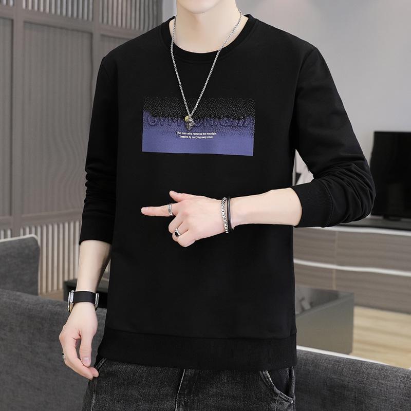 Men s Round Neck Gradient Print Thick Hoodie, Autumn/Winter 2025 Fashion XL чёрный