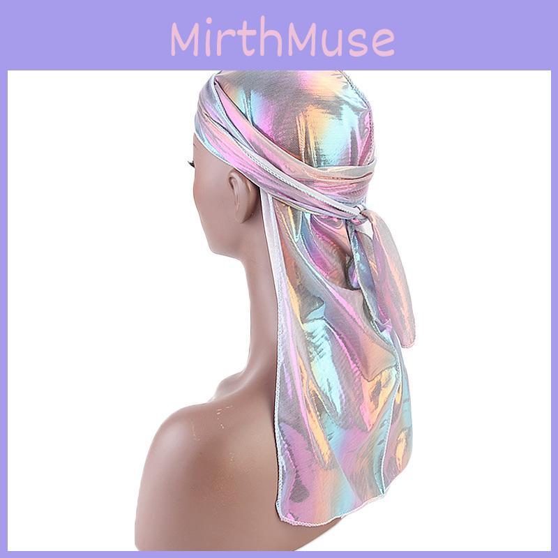 Männer Frauen Laser Bandana Turban Hut Mit Glitzer Regenbogen Stirnband Und Verstellbarer Passform