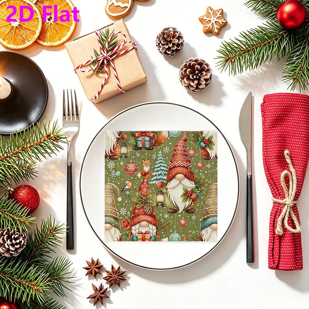 20pcs Disposable Napkins with Santa Claus Pattern Print for Wedding,Parties,and Daily Use for Thanksgiving Fall Christmas Table Decoration