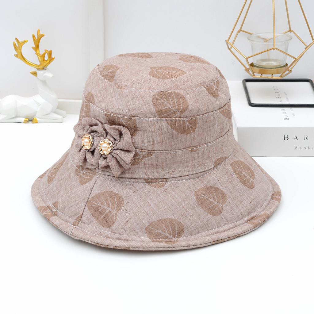 Spring and Summer Middle-aged and Elderly Women's Hats Sun Protection Basin Hats Bow Shaped Fisherman Hats Foldable