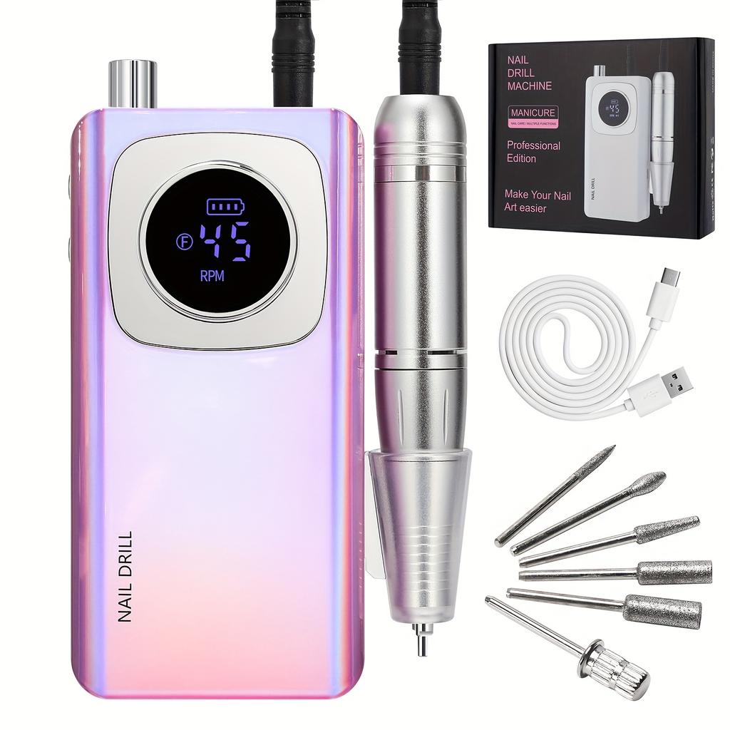 Nail Drill - 45000 Rpm Nail Drill, For Acrylic Nail Gel Polishing, Portable Electric Nail Drill - For Home Nail Salon Gel Nail Polish