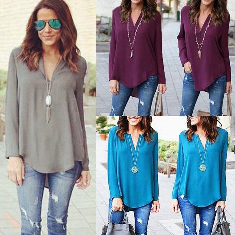 Elegant Fashion Women Blouse Chiffon Long Sleeve Ladies T Shirt Casual Loose Shirt Tops