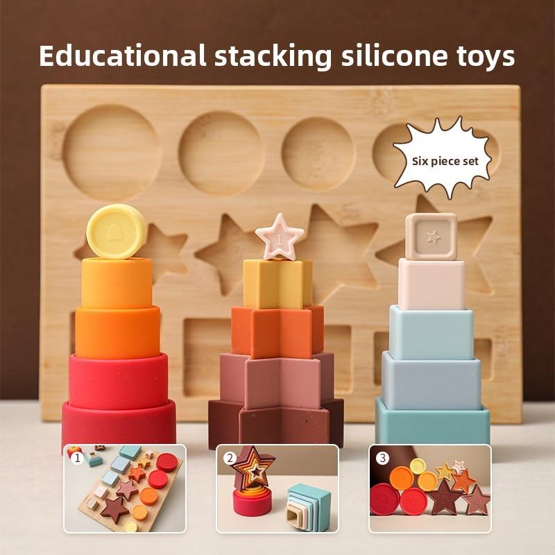 Baby Educational 3d Silicone Puzzle Blocks With Geometric Shapes For Infant Development