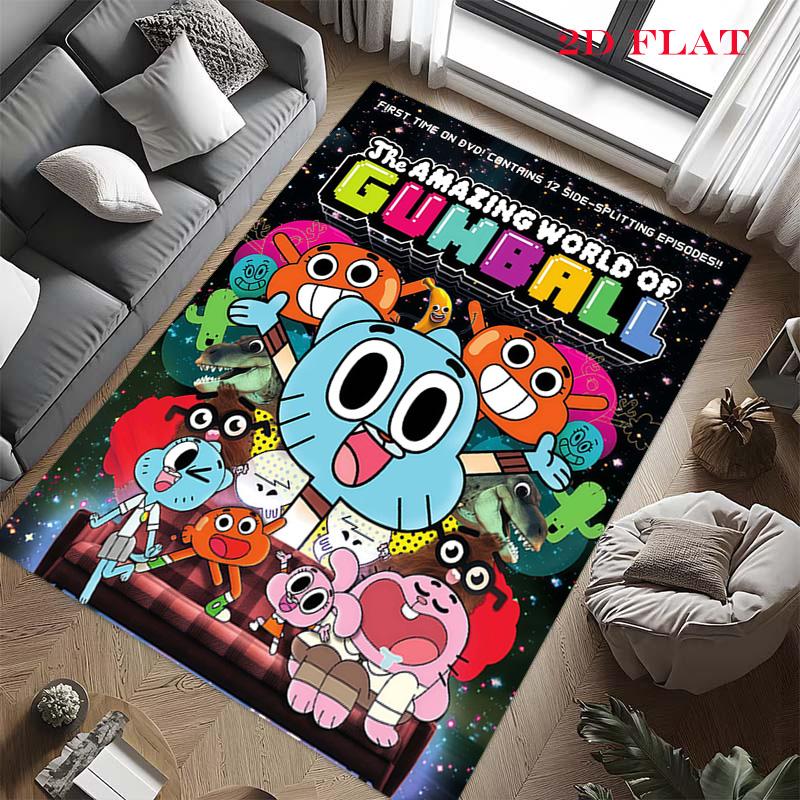Gumball Teppich für Wohnzimmer Schlafzimmer Zuhause Sofadekoration, Rutschfeste Bodenmatte für Kinder zum Spielen