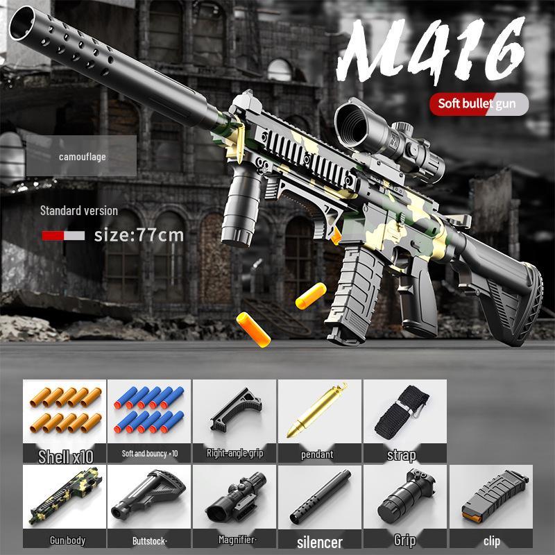 M416 Soft Bullet Manual Bolt Action Toy Gun for Kids - Shell Ejecting Simulation Assault Rifle for Boys