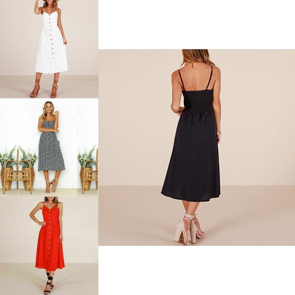 Stylish Boho Women's Summer Beach Midi Dress With Strappy Design And Button Pockets