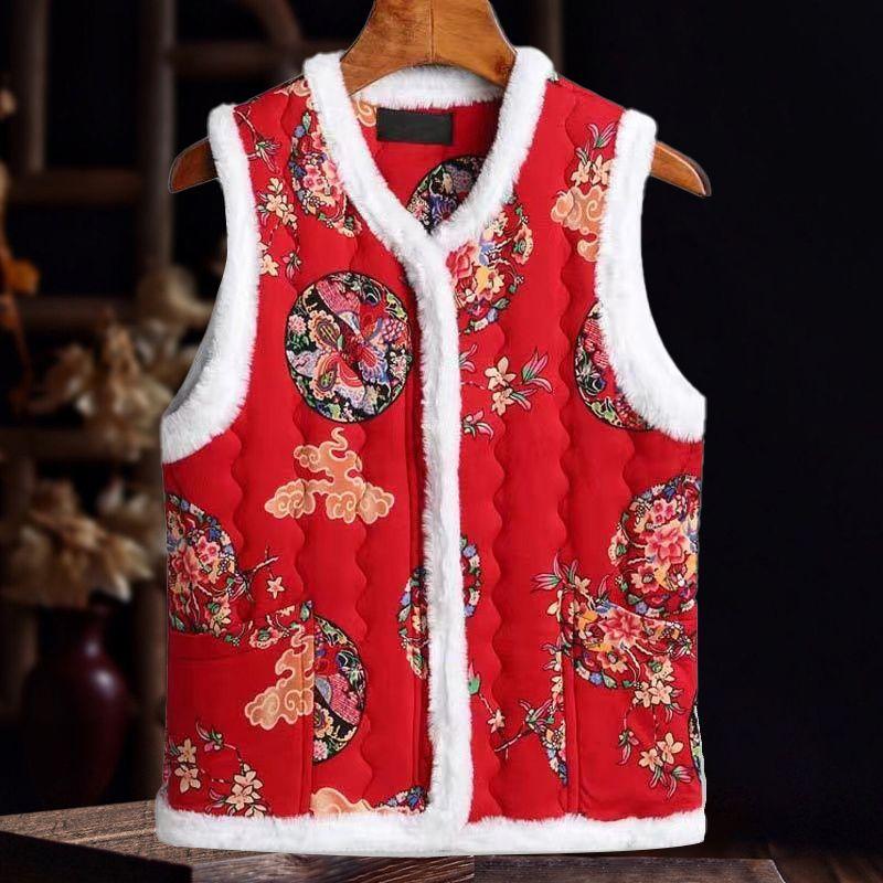 Damska bawełniana kamizelka z nadrukiem i zamkiem błyskawicznym na jesień i zimę