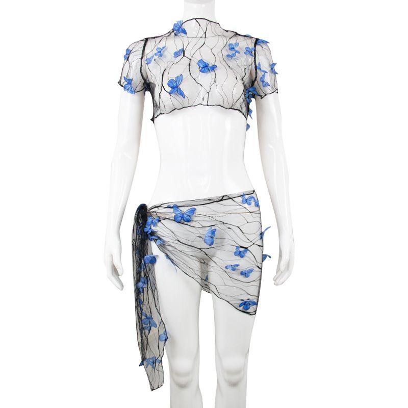 

Zone Transition European and American Hot Girl Beach Vacation Short Sleeve Peacock Blue S