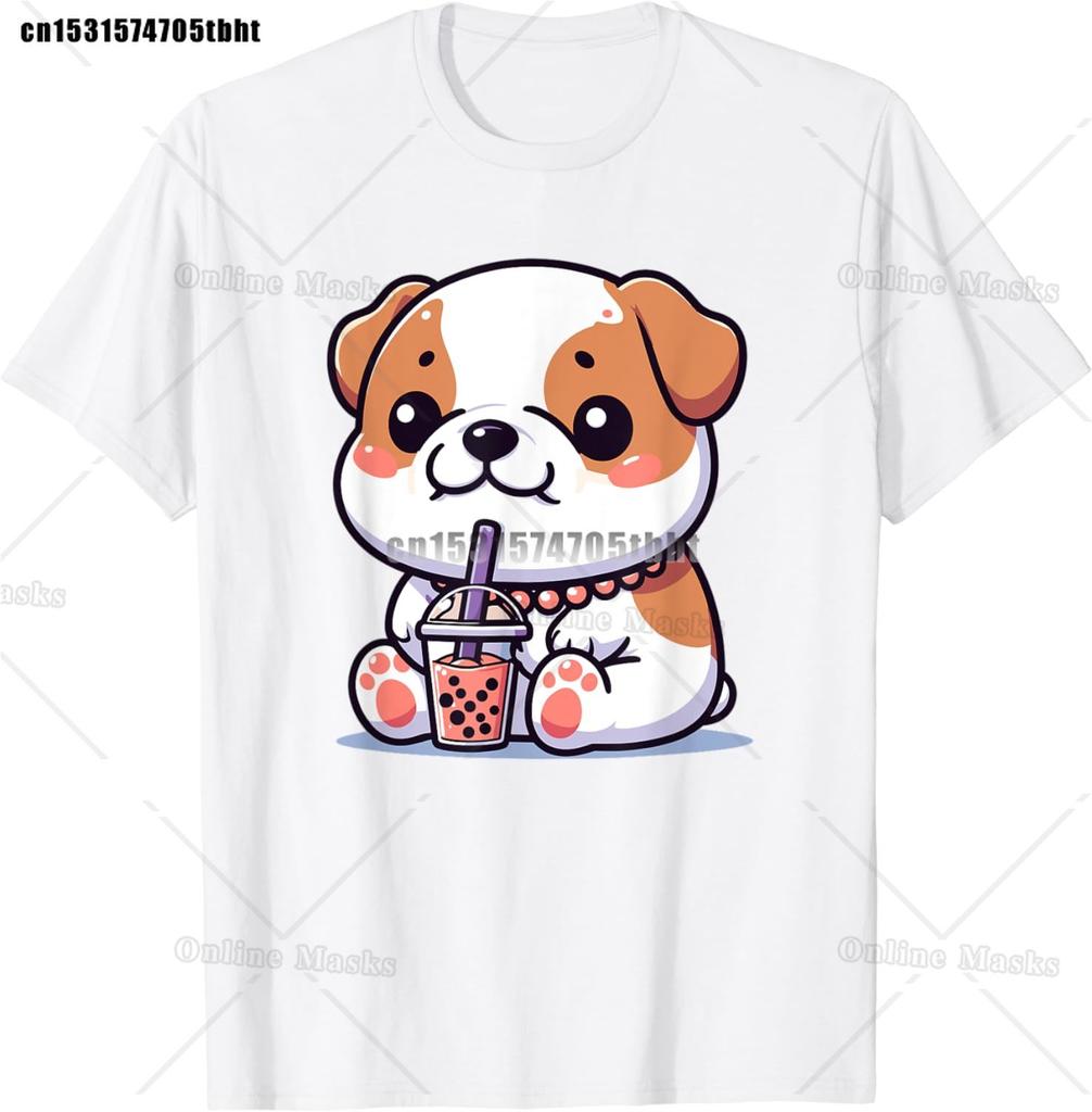 Kawaii Corgi Dog Shiba Inu Drinking Bubble Tea Boba TShirt Kawaii Drinks Outfit Japanese Shirt Harajuk Tees Anime Lover Tee