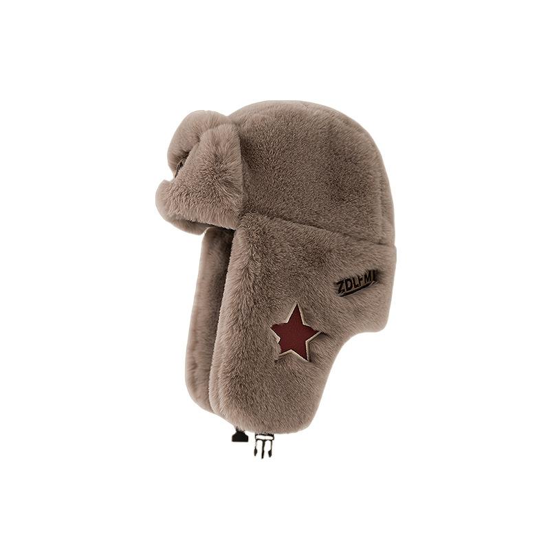 

Шапка из искусственного меха норки, женская осенне-зимняя плюшевая рыбацкая шапка, теплая защитная шапка Lei Feng One Size коричневый