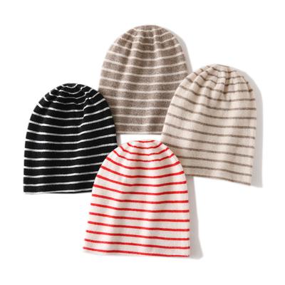 Soft Cashmere Hat Autumn and Winter New Style Unisex Casual Ear Protection Striped Color Blocked Fashionable Knitted Hat