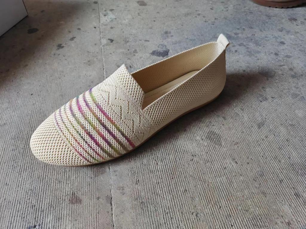 Shoes for Women Spring Autumn Women Round Toe Flat Shoes Solid Color Knitted Slip On Casual Breathable Loafers Plus Size 36-42