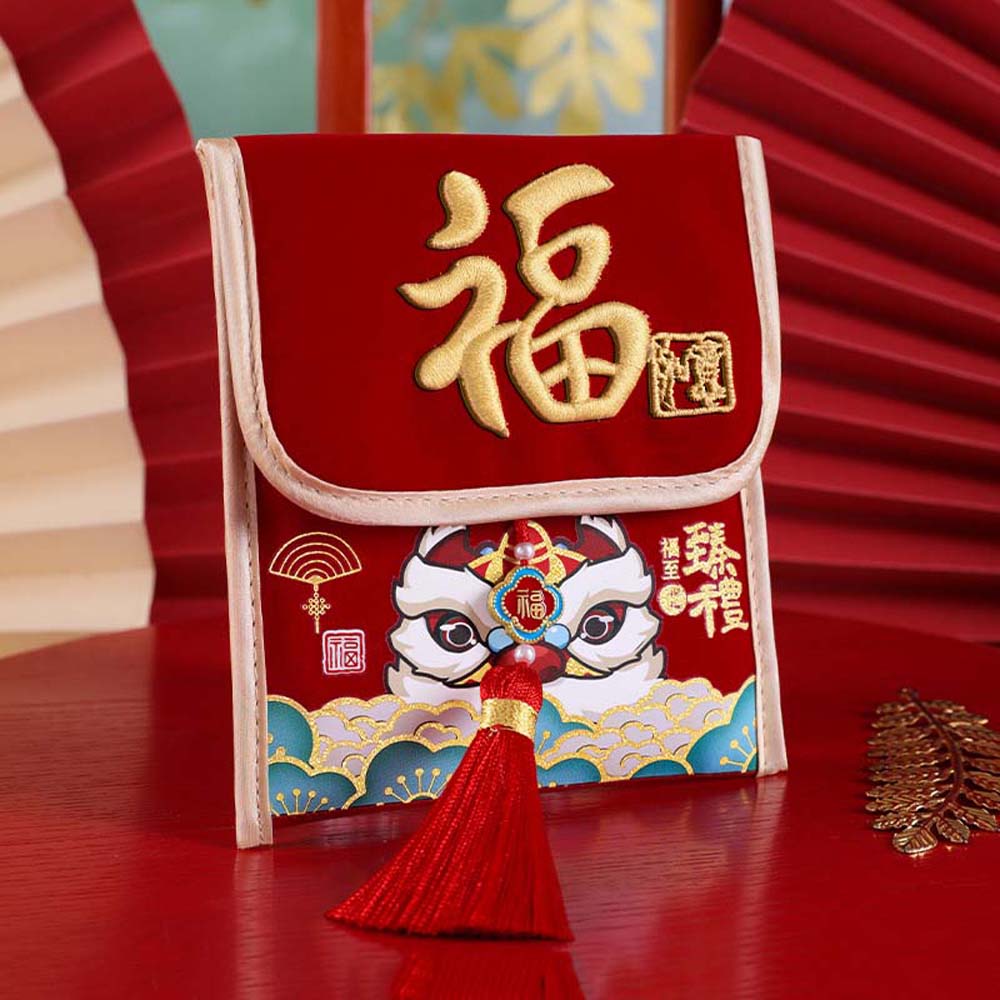 Polyester Children's Money Bag Embroidered Lucky Money Packet God of Wealth Red Pocket  Birthday