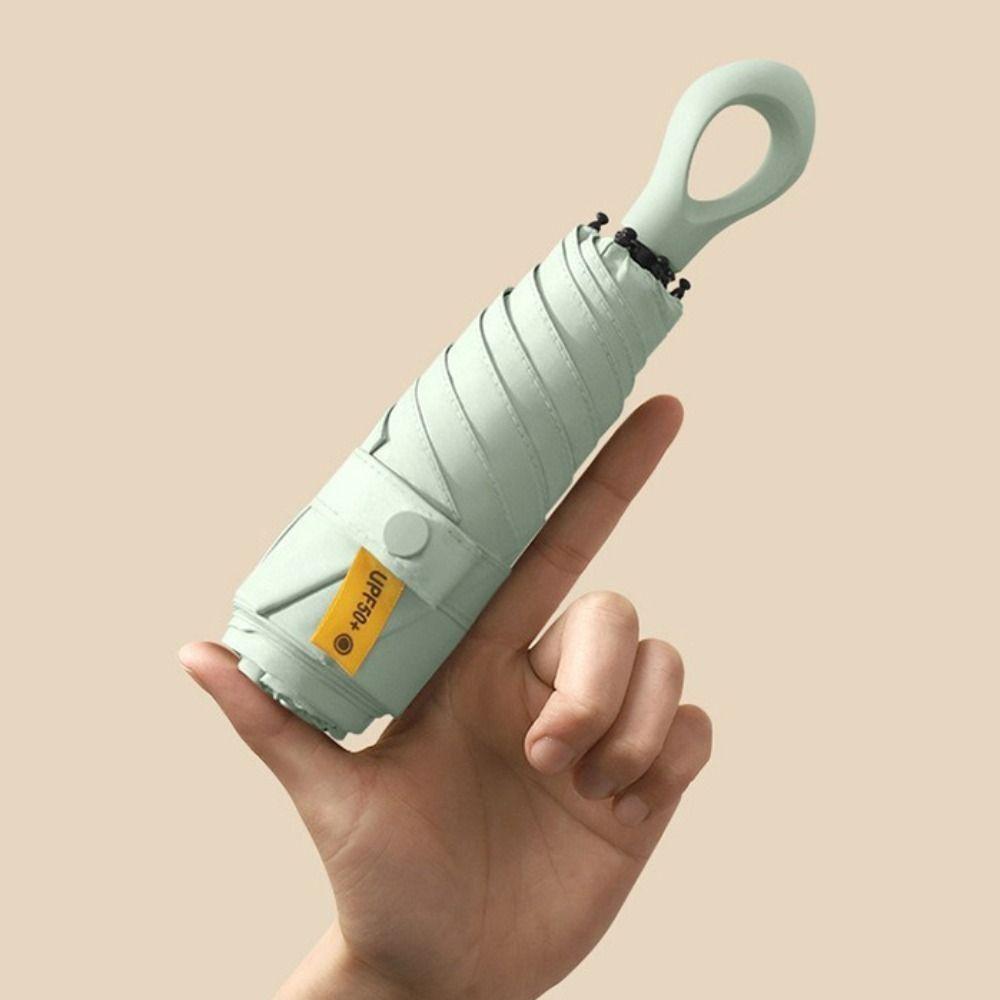 Anti UV Mini Sun Umbrella Lightweight Five-Folding Parasol 2 In 1 Portable Rain Umbrella  Travel