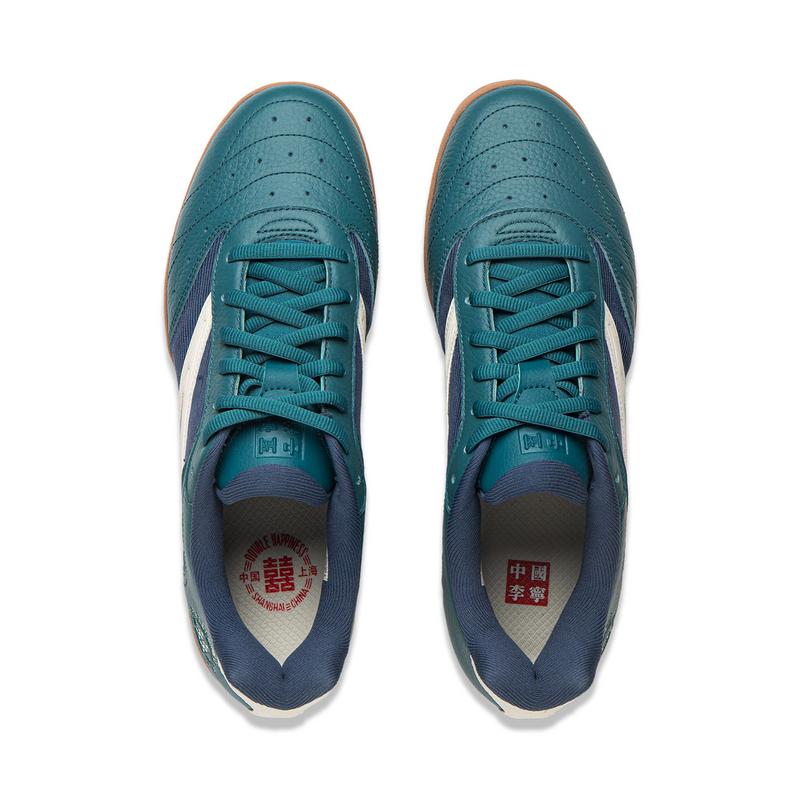 Li Ning Ping Pong Series Comfortable Fashion Trendy Versatile Casual Shoes Unisex Casual Shoes Blue Green AZGU151-2
