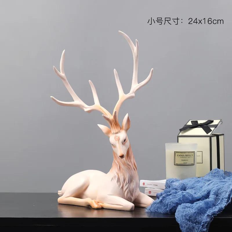 High End Deer Statue Reindeer Figurines Resin ELK Sculpture For Living Room Luxury Home Decoration Nordic Tabletop