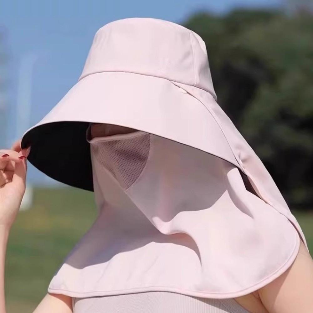 Wide Brim Sunscreen Fisherman Hat Lightweight Full Face Cover Sunshade Sun Hat Neck Guard Breathable Neck Flap Hat Beach