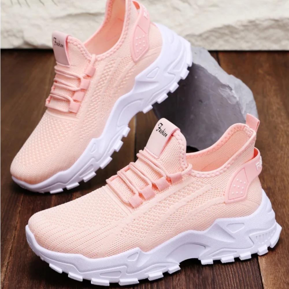 Lässige Ballerinas Sneakers für Damen Rosa Grau Mesh Bequem Tenis Feminino Damen Trainer Damen Plateau Laufschuhe