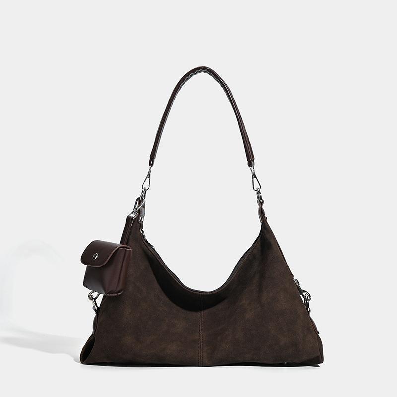 

Retro Frosted Women Shoulder Bag Faux Suede Crossbody Bag Soft Designer Handbags and Purses Composited Bags for Women Tote