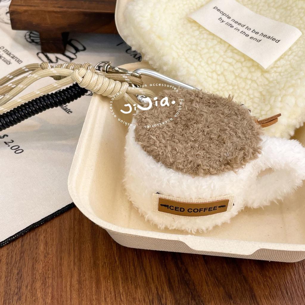 Cute Plush Cupcake Coffee Dessert Phone Chain Lanyard Charm Strap Cake Keychain Pendant Car Key Decor For IPhone For Samsung