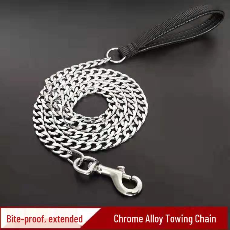 Anti-Bite 5m Iron Chain Dog Leash & Collar Set