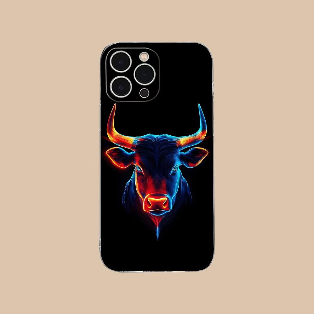 Bull Head Phone Case for iPhone 17 16 15 14 13 12 11 X XR XS Air Pro Max Plus Mini Soft TPU Clear Cover