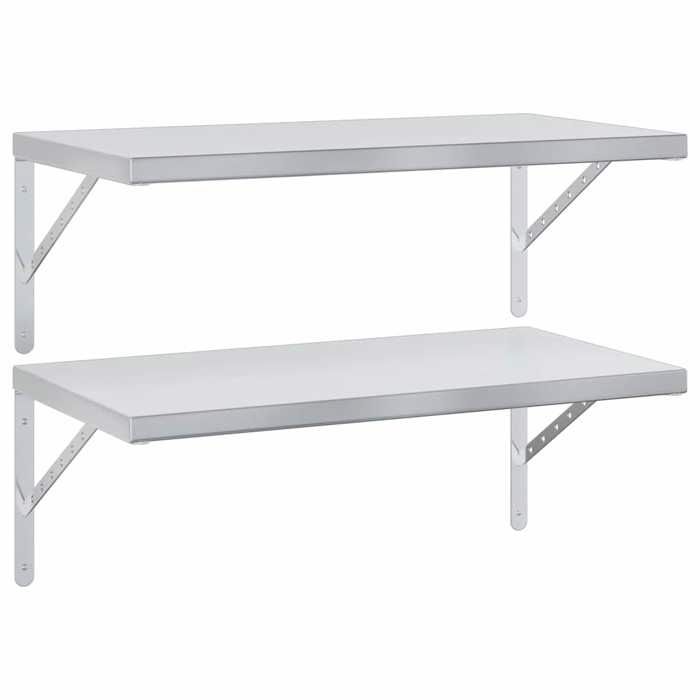 VidaXL Wall Shelves 2 Pcs 75x40 Cm Silver Stainless Steel, Floating Shelf, Wall Display Shelf, Panel 3214505