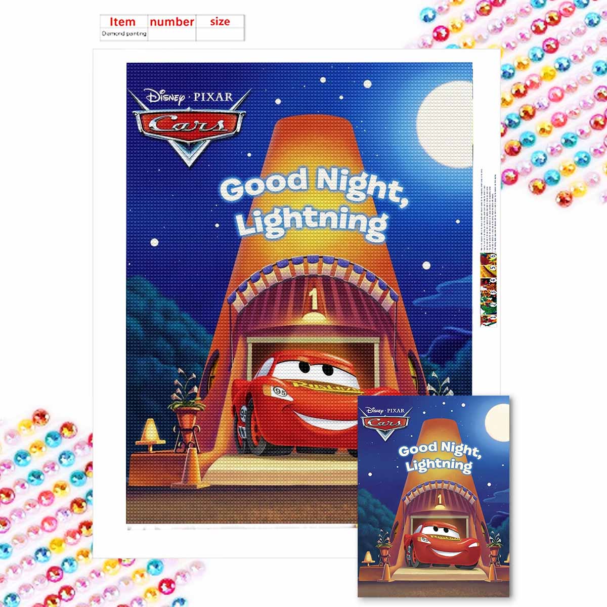 

5D Алмазная Живопись Сделай Сам Спокойной Ночи, Молния Маккуин Полная Выкладка Стразы Мозаика Вышивка Изделия Ручной Работы Домашний Декор Подарок Round 20x30cm