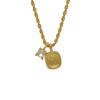 Vintager Antique Brushed Gold Small Sugar Cube Necklace Women'S Light Luxury Gold High-End Sweater Chain Collarbone Chain