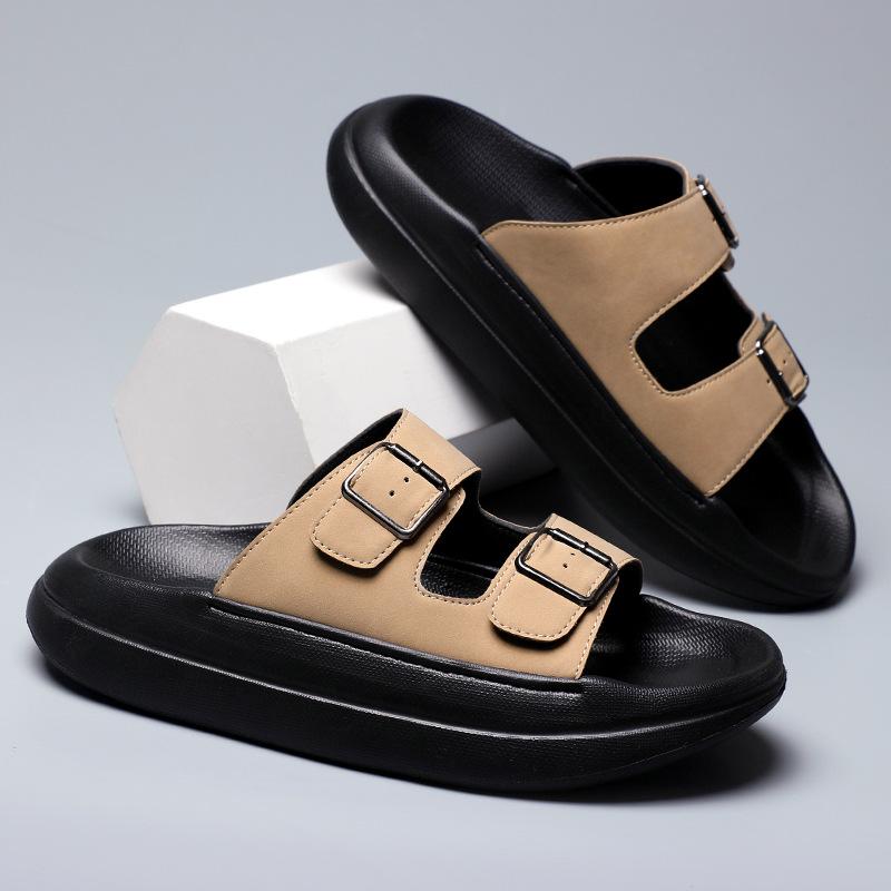 

Новые мужские сандалии простые, модные, литературные и универсальные, с мягкой подошвой, износостойкие и дышащие. 44-45 [Standard Code] света кофе