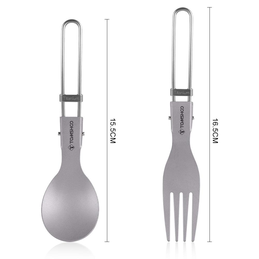 TOMSHOO Titanium Flatware Knife Fork Spoon Set Lightweight Ti Camping Utility Cutlery Set with Carrying Bag for Traveling Picnic