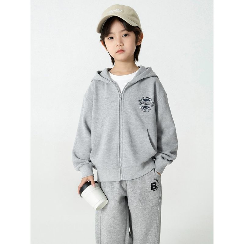 Brand New Autumn Zip-Up Hoodie for Older Children, Unisex Youth Letter Print Hooded Jacket, Children's Clothing