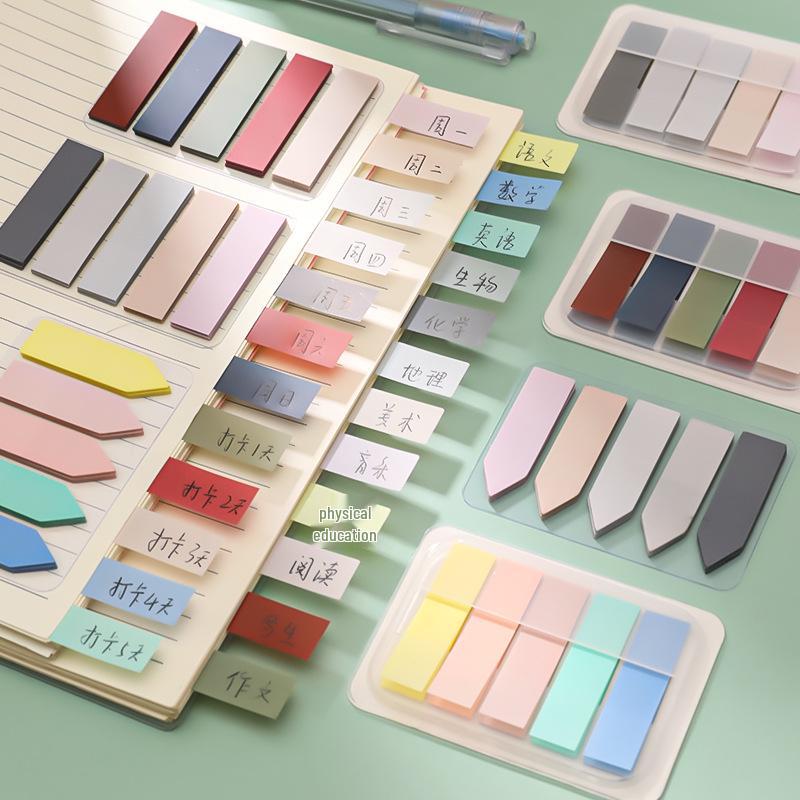 Morandi Color Index and Fluorescent Sticky Notes for Students: Highlight and Categorize with Stationery Labels