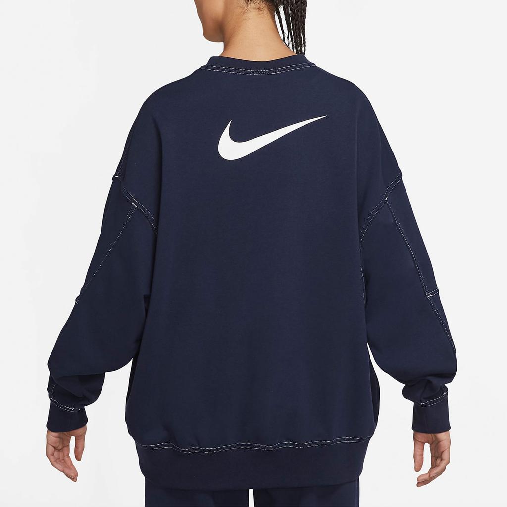 Nike Sportswear French Terry Printed Crewneck Long Sleeve Pullover Sweatshirt Women Sweatshirt Obsidian DZ6302-451