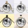 Women Jewelry Double Wolf Glass Pendant Necklace With Vintage Crystals And Elegant Chain