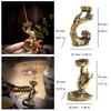 Tea Ceremony Backflow Incenses Holder Set of 2, Antique Brasses Lotuses Hand Waterfall Incenses Burners Decors for Study Room, Shelf, Meditations