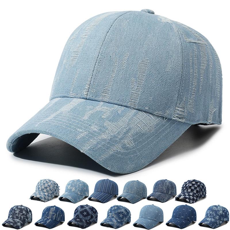 Washed Denim Baseball Cap Men'S Retro Retro Checkerboard Cap Hip Hop Trend Hat