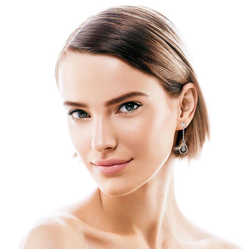 Silvere Glam Korean Version Design S95 Sterling Silver Teardrop Moissanite Stud Earrings For Women, A Niche And Versatile Pair