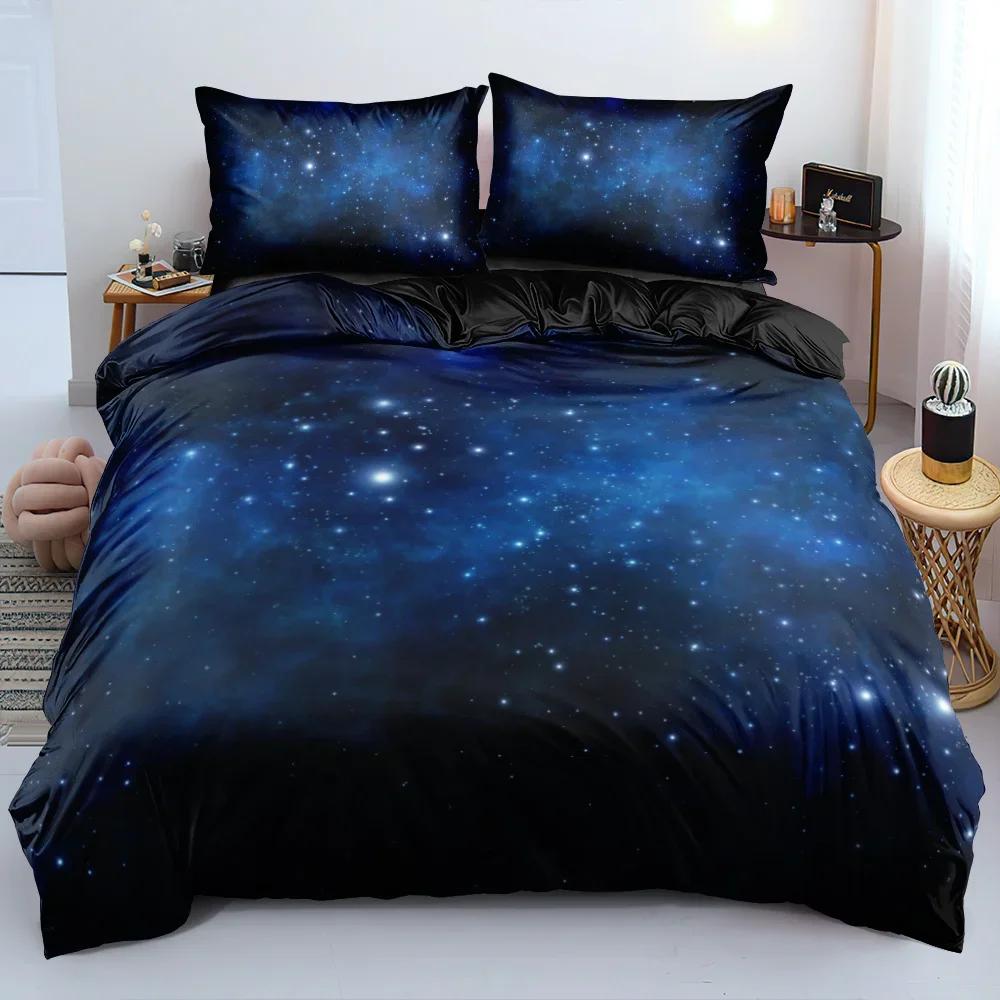 Comforter 3Pcs Magical Galaxy Dark Blue Bedding Set Twin Full Queen King Size Shining Stars Sky Kids Adults Comforter Set