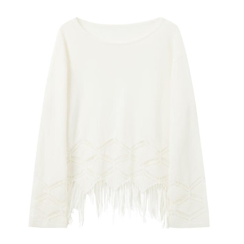 Sancai Linen Blend Tassel Knit Cover-up Top