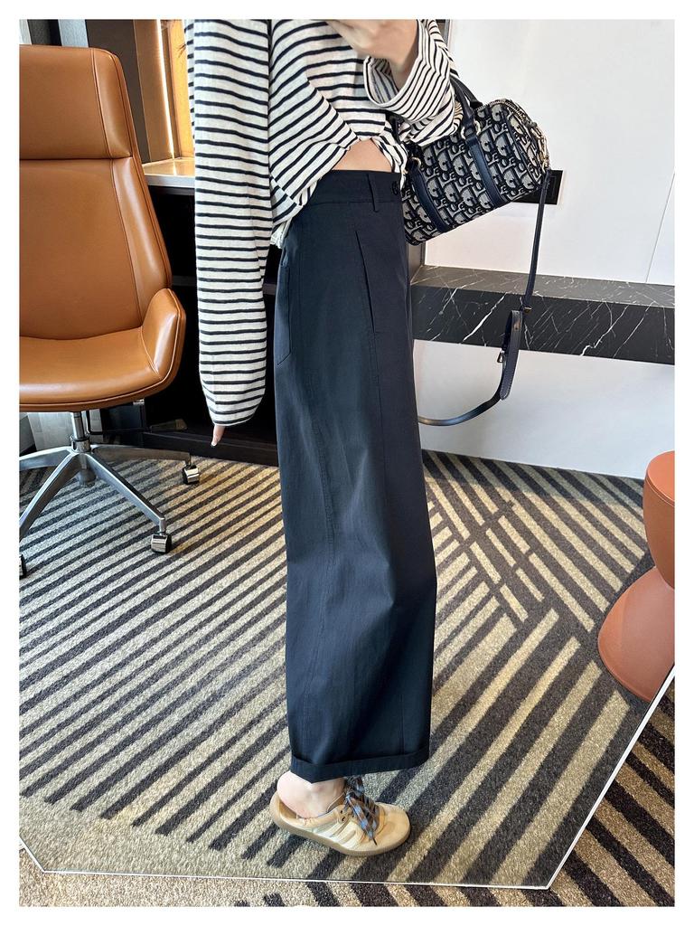 Lyocell Nine-point Straight-leg Grandma Pants—Women's 2026 Petite Wide-leg Casual