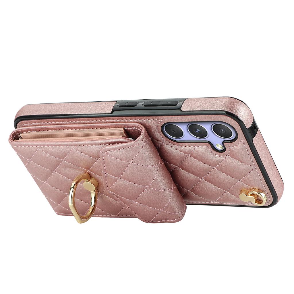 Etui z pierścieniem i podstawką dla Samsunga Galaxy A54 5G, Skóra PU+TPU, Wiele przegródek na karty, Blokowanie RFID, Pokrowiec na telefon