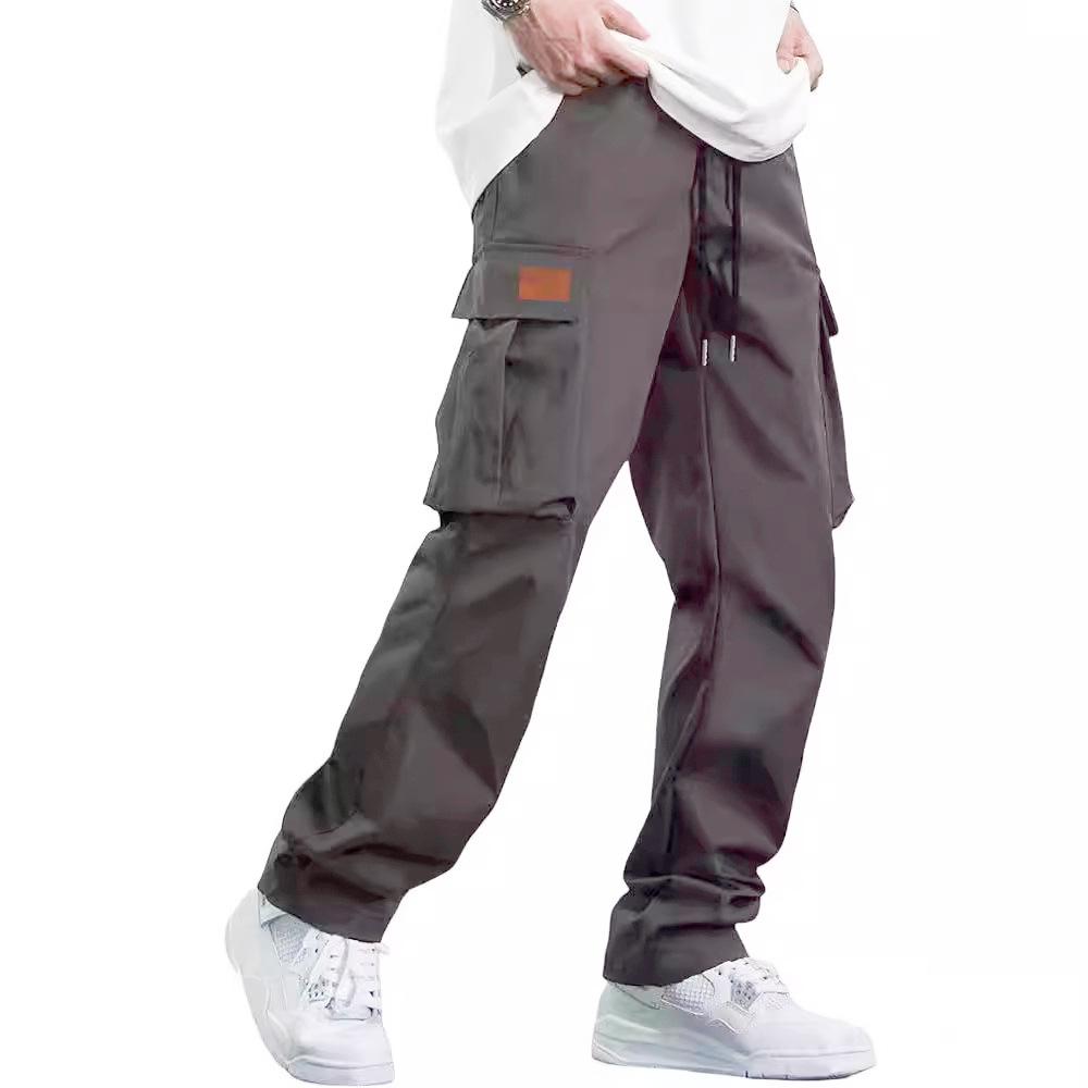 Summer New Men's Work Trousers Fashion Drawstring Multi-pocket Casual Trousers