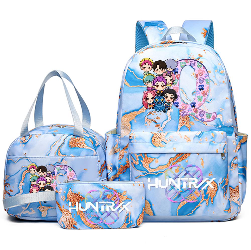 3Pcs/set 26 English Letter K-pop Printed Backpack Handbag Pencil Case for Teenager Student Girl Boy Bookbag Schoolbag Women Large Capacity Travel Bag