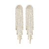 Strass-Ohrringe mit langer Franse Funkelnde Damen-Accessoires Hängende Kette Stecker-Ohrringe Quasten-Ohrringe Abendmode