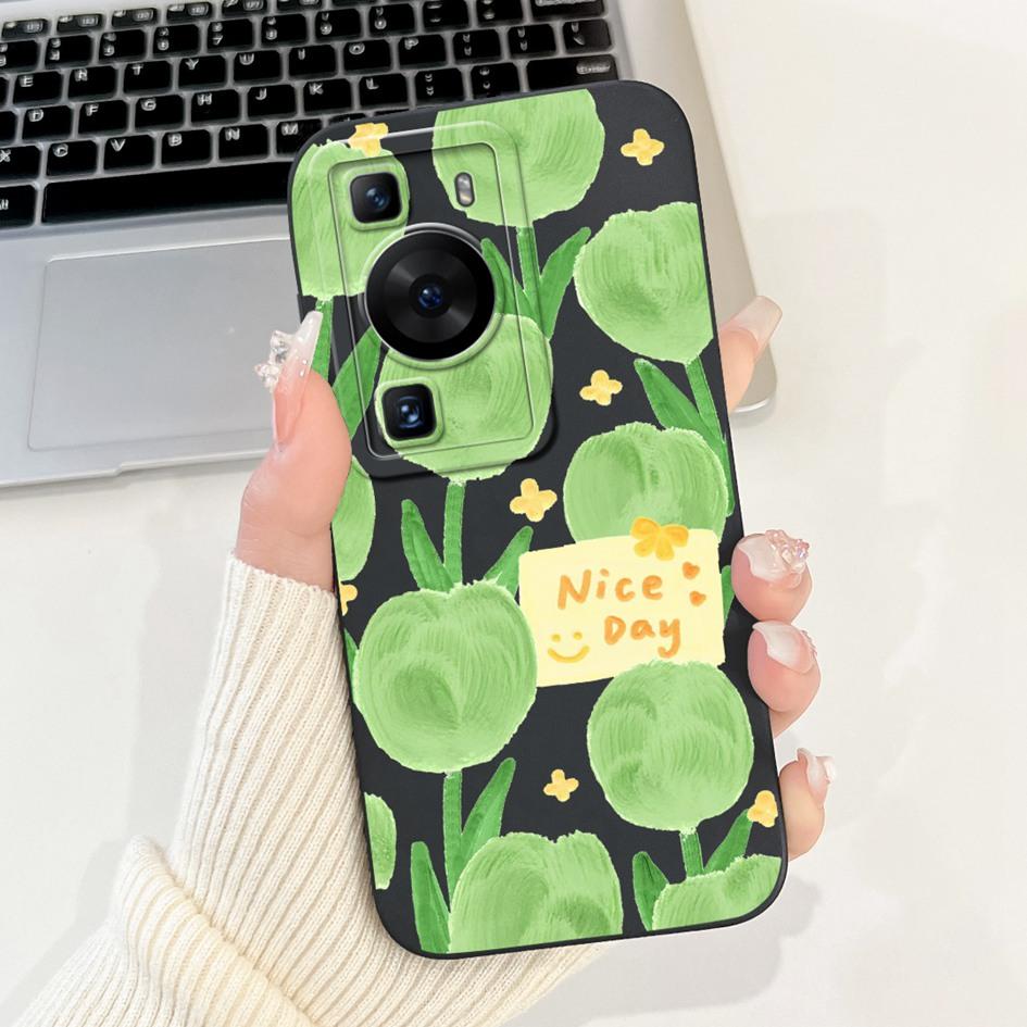 For Huawei P60 Pro Case MNA-LX9 Shockproof Cover Cute Cartoon Square Lens Protection Bumper For Huawei P60 Art P 60 P60Pro Funda