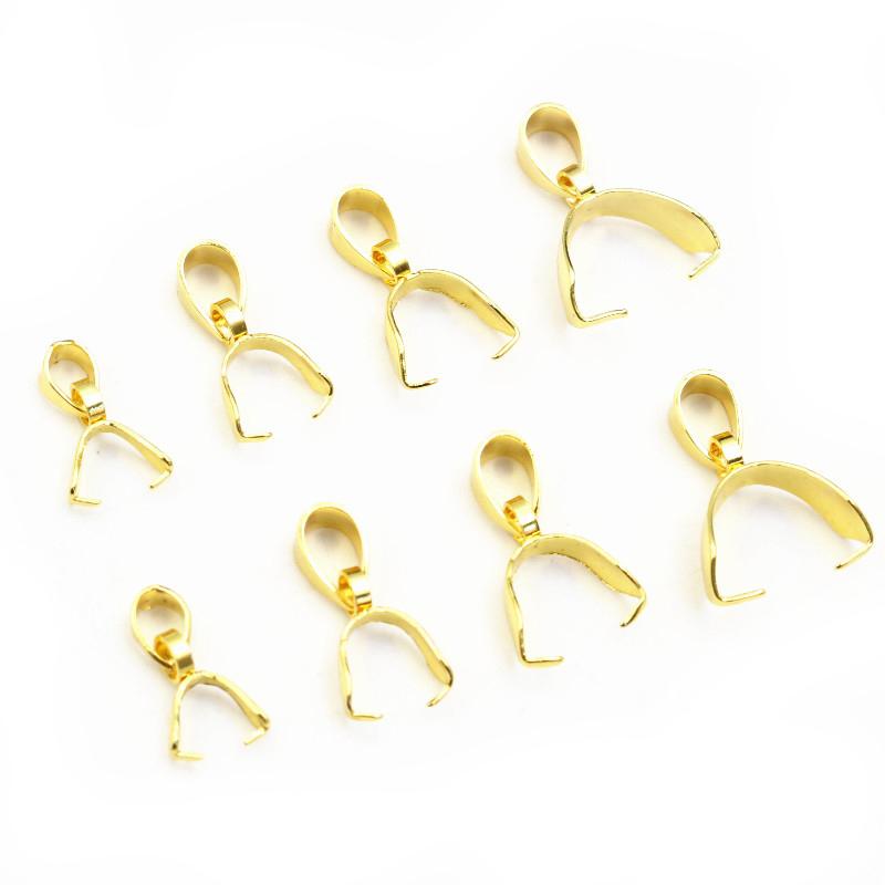 50pcs Stainless Steel Gold Color Pendant Pinch Bail Clasps Necklace Hooks Clips Connector DIY Jewelry Making Finding Accessories