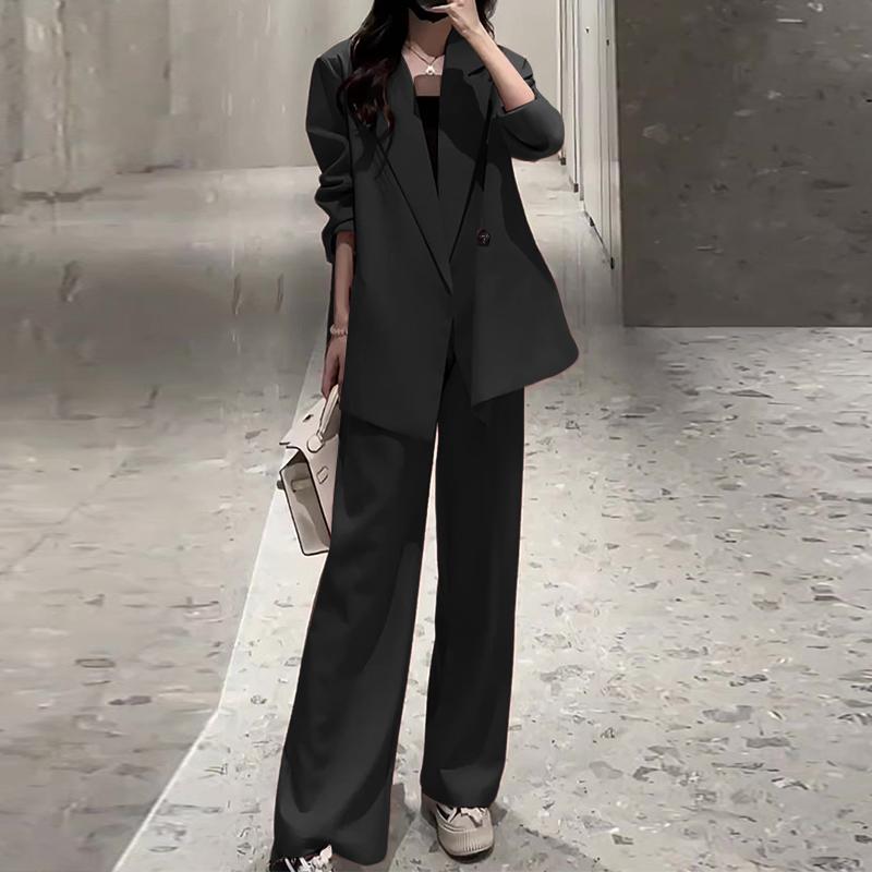 

ZANZEA Женский кардиган, блузка и брюки, повседневные костюмы-двойки 5XL чёрный