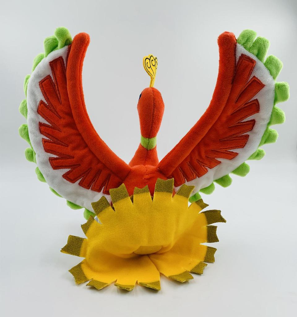 25CM Ho-Oh Red Orange Mythical Phoenix Plush Doll with Standable Wings