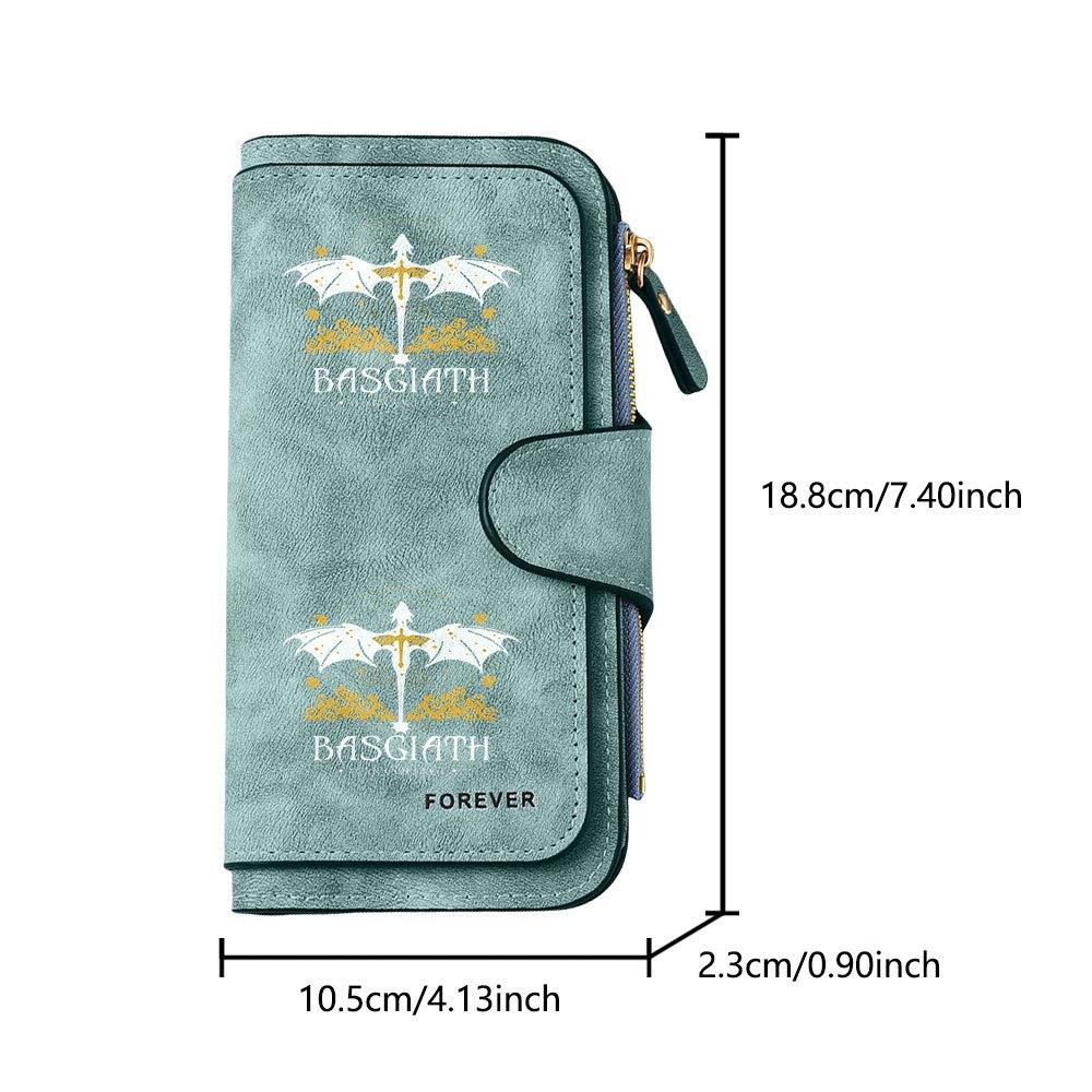 Fashionable Long Wallet with Dragon Wing Sword and Star Magic Logo Print Design Eye Catching Multifunctional Portable with Clasp for Coins Perfect